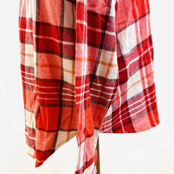 NWT SONOMA Women Long Sleeve Button Down Red Plaid Flannel Shirt Sz Extra Large - Picture 6 of 12